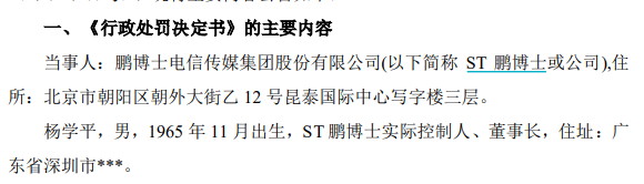 *ST鹏博及董事长合计被罚2500万元！董事长遭10年市场禁入